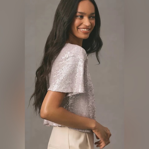 Anthropologie Sequin Cropped Tee (Size M) (NEW with tags). - Picture 2 of 7